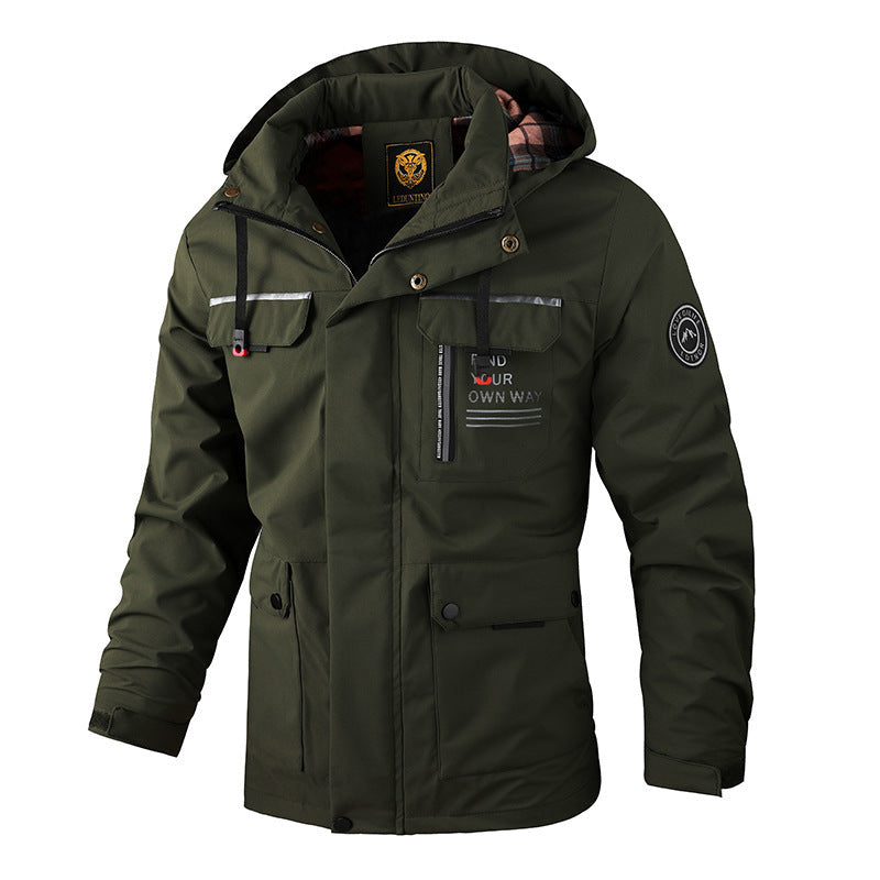Mens Casual Hooded Windbreaker Waterproof Softshell Winter Jacket Coat