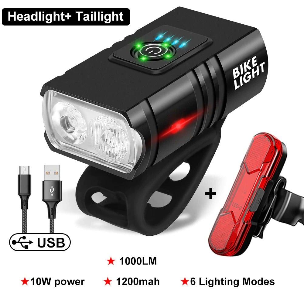 2PCS LED Bike Light Set USB Rechargeable Front Rear