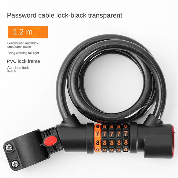 Bike Lock 5 Digit Combination Cable Lock with LED