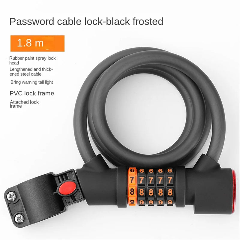 Bike Lock 5 Digit Combination Cable Lock with LED