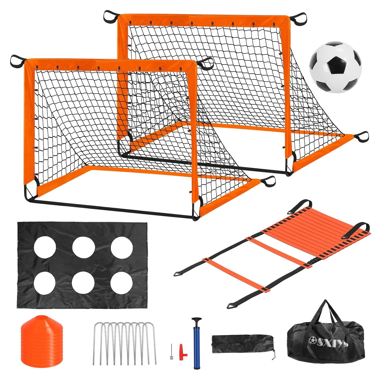 Kids Soccer Goal Set Portable Training Equipment with Accessories