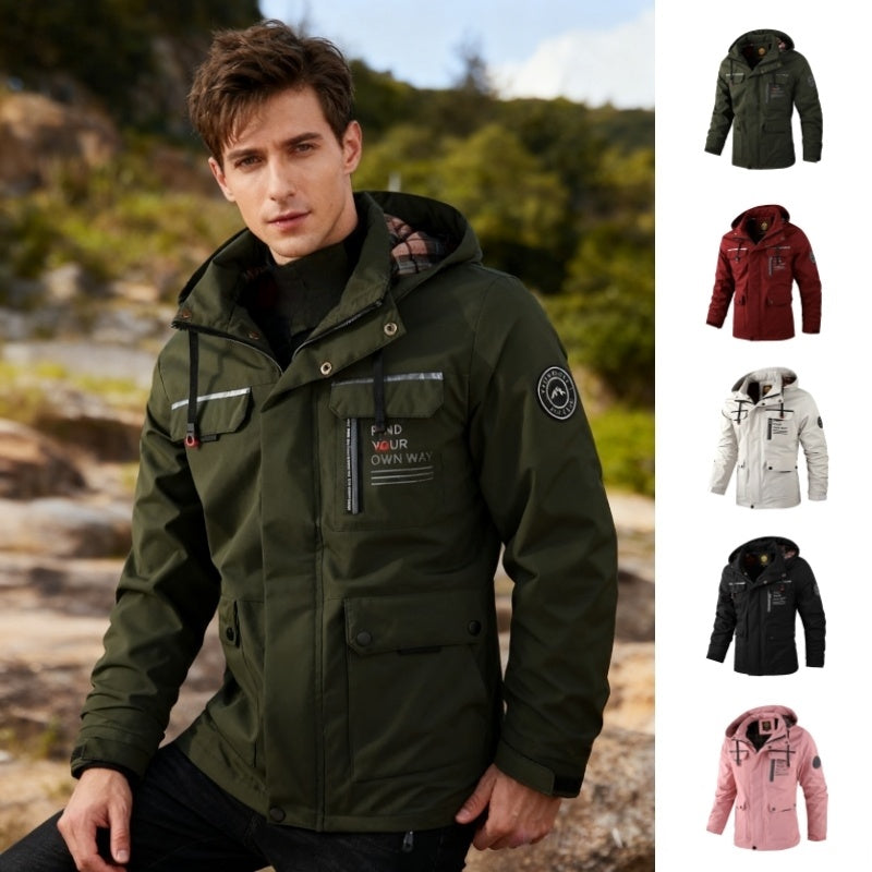 Mens Casual Hooded Windbreaker Waterproof Softshell Winter Jacket Coat