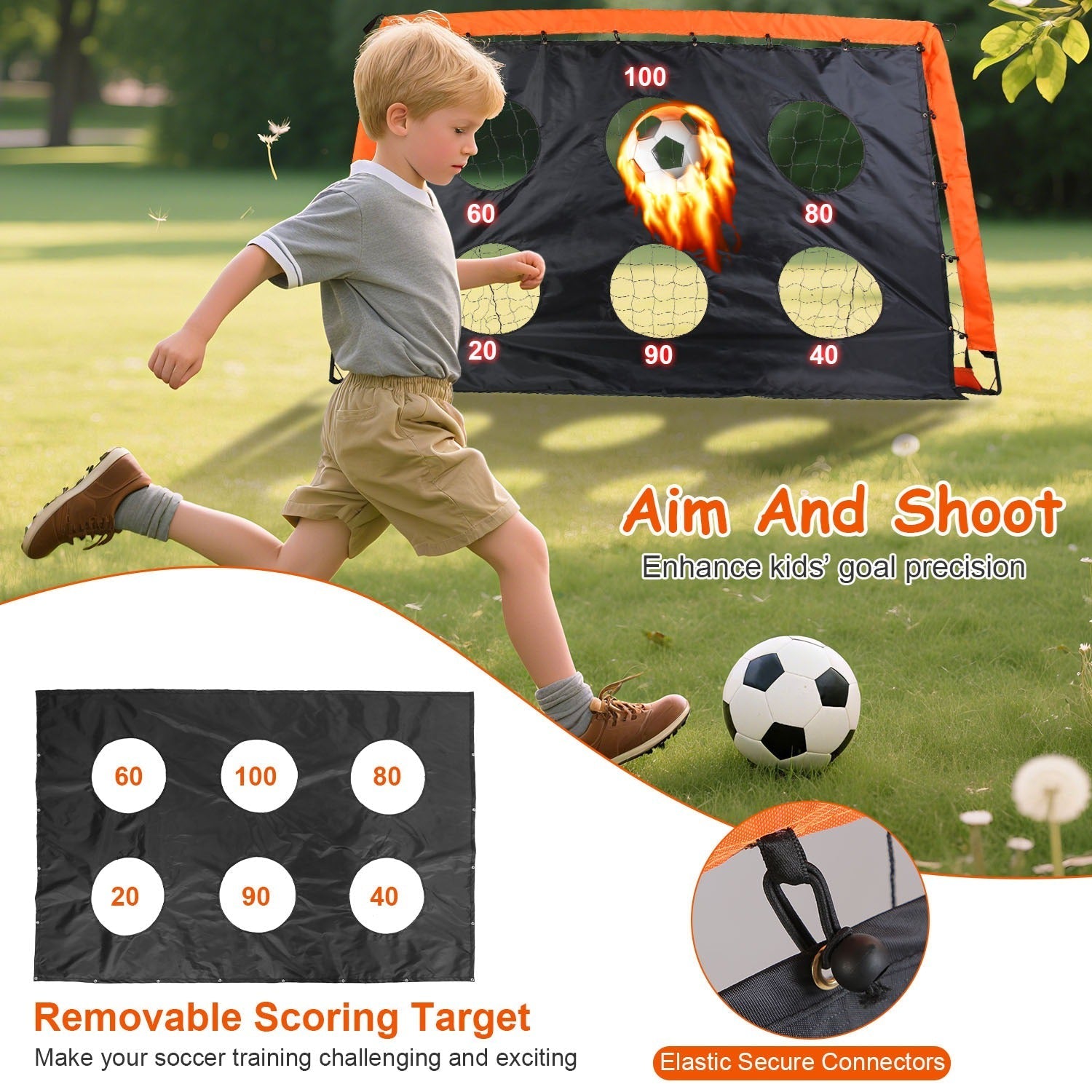 Kids Soccer Goal Set Portable Training Equipment with Accessories